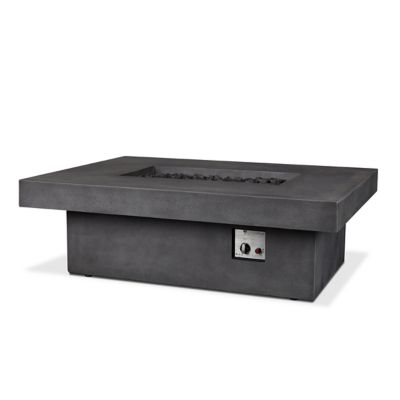 Image showing  Geneva 60 in. Rectangle Concrete Propane Fire Pit Table With Hidden Tank in Smoke by Jensen Co.