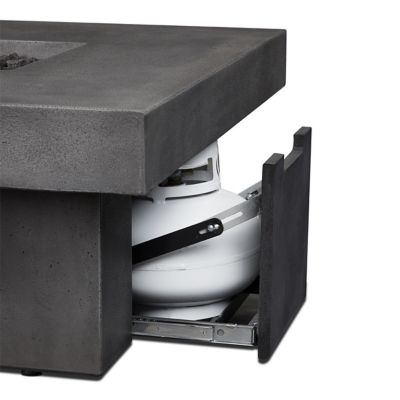 Image showing 5 th Jensen Geneva 60 in. Rectangle Concrete Propane Fire Pit Table With Hidden Tank in Smoke by Jensen Co.