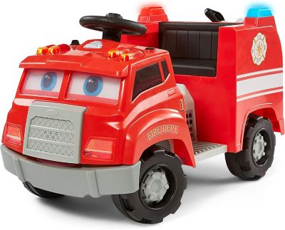 Kid Trax Real Rigs Toddler Fire Truck Interactive Ride On Toy, Kids Ages 1.5-4 Years, 6 Volt, Sound Effects