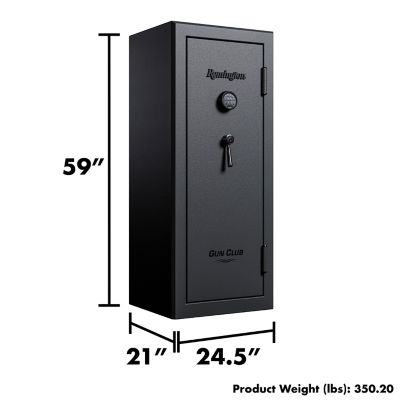 Image showing 7 th Remington 20 Long Gun, 2 Handgun 11.08 cu. ft. Electronic/Key Lock Gun Club Fireproof and Waterproof Gun Safe, Black Gloss