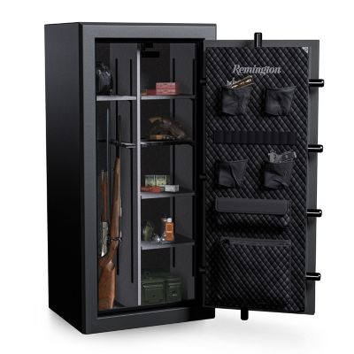 Image showing  26 Long Gun + 4 Handgun 14.76 cu. ft. Electronic/Key Lock Gun Club Fireproof and Waterproof Gun Safe, Black Gloss