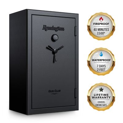 Remington Gun Club 36 + 4-Gun Fireproof and Waterproof Gun Safe with Electronic Lock, Black Gloss Hammertone Finish