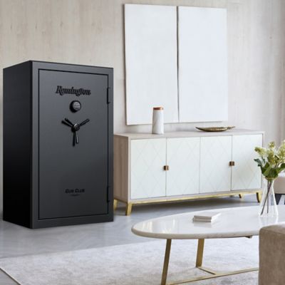 Image showing 9 th Remington 36 Long Gun, 4 Handgun 20.09 cu. ft. Electronic/Key Lock Gun Club Fireproof and Waterproof Gun Safe, Black Gloss