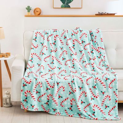 Image showing  Candy Cane Snowflakes Silk Touch Throw Blanket