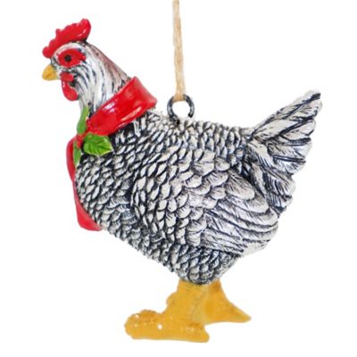 Red Shed Silver Chicken Ornament