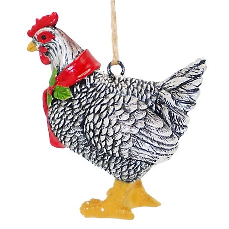 Red Shed Silver Chicken Ornament