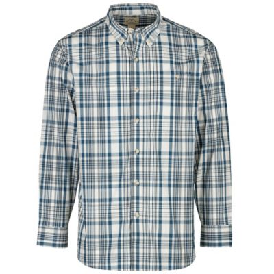 Blue Mountain Men's Long Sleeve Plaid Poplin Shirt