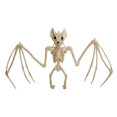 Red Shed Halloween Decoration with 14.5" Large Bat Skeleton Halloween Statues