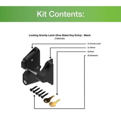 Image showing  Locking Gravity Latch, Black, 1-Sided Key Entry
