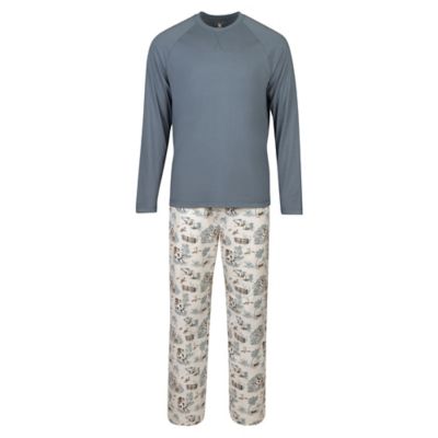 Blue Mountain Men's Long-Sleeve Print Pajama Set, 2 pc.
