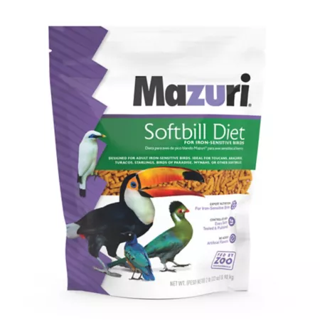 Mazuri Softbill Iron Sensitive Bird Food 2 lb Bag Pet Bird Seed