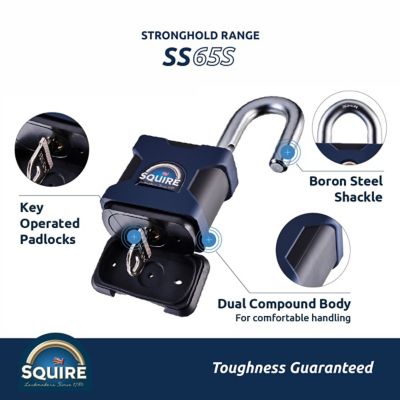 Image showing  Open Shackle Steel Padlock, 65 mm