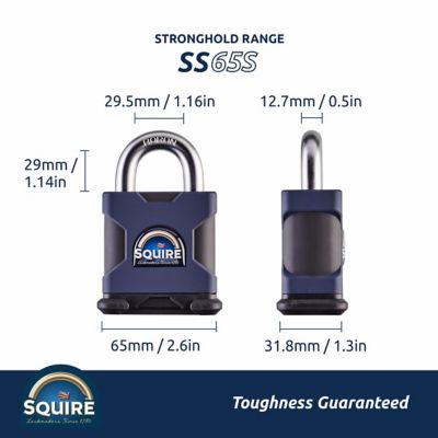 Image showing 5 th Squire Open Shackle Steel Padlock, 65 mm