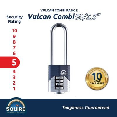 Image showing 5 th Squire Combination Padlock - Extra Long Shackle, 50 mm
