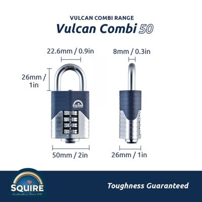 Image showing  Vulcan Combination Padlock - Open Shackle, 50 mm