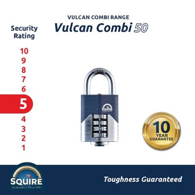 Image showing 5 th Squire Vulcan Combination Padlock - Open Shackle, 50 mm