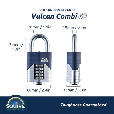 Image showing  Vulcan Combination Padlock - Open Shackle, 60 mm