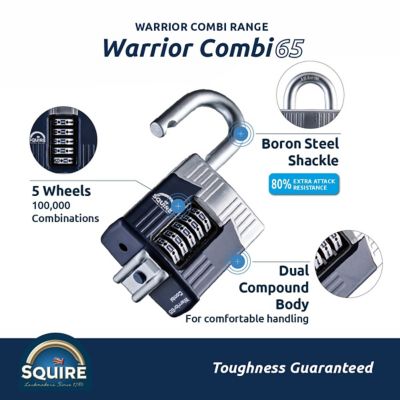 Image showing  5 Wheel Armoured Padlock - Open Shackle