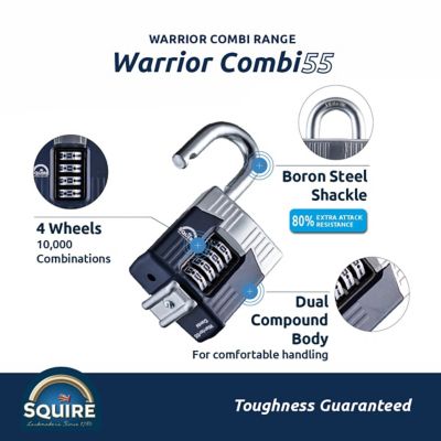 Image showing  4 Wheel Armoured Padlock - Open Shackle