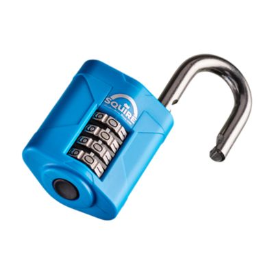 Image showing  Rustproof Marine Combination Padlock - 4 wheel - Stainless Steel Shackle, 40 mm, Light Blue