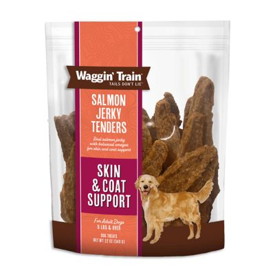 Waggin' Train Simply Protein for Pets Skin and Coat Support Salmon Jerky Tenders Dog Treats, 12 oz.