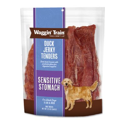 Waggin' Train Duck Jerky Dog Treats for Sensitive Stomach My dog knew the treats were here before I did! The package was on the floor and she was clawing at it trying to open it