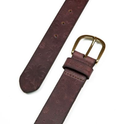 Image showing  Women's Floral Tooled Leather Belt,