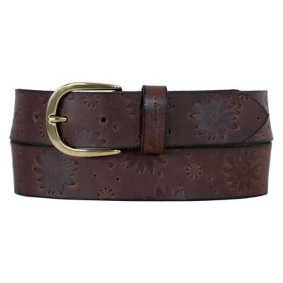 Eddie Bauer Women's Floral Tooled Leather Belt,