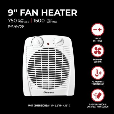 Image showing  Electric 9 in. 750/1500W Wire Element Heater