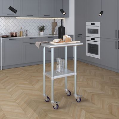 AmGood 18 in. x 24 in. Metal Table with Wheels