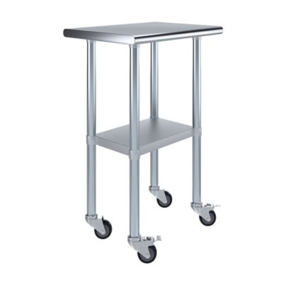 Image showing  18 in. x 24 in. Metal Table with Wheels