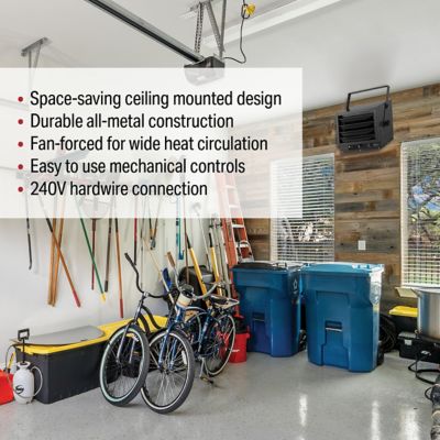 Image showing  Electric Ceiling Mount Heater, 1,000 sq. ft., 4,739 BTU, 5,000W/4,000W/3,000W, 240V