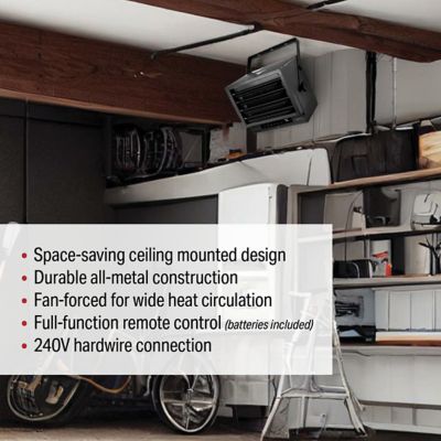 Image showing  Electric Ceiling Mount Heater, 1,500 sq. ft., 7,108 BTU, 6,250W/7,500W, 240V
