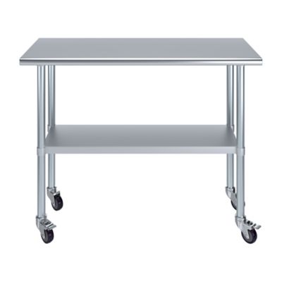 Image showing 1 th AmGood 18 x 48in. Metal Table with Wheels