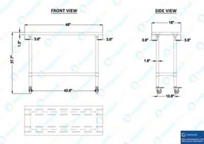 Image showing 9 th AmGood 18 x 48in. Metal Table with Wheels