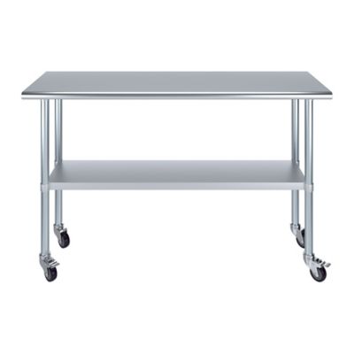 Image showing  18 x 60in. Metal Table with Wheels
