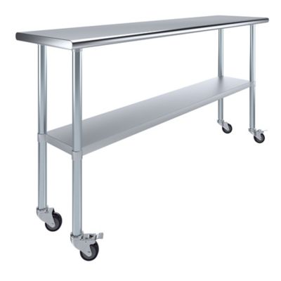 AmGood 18 x 72in. Metal Table with Wheels