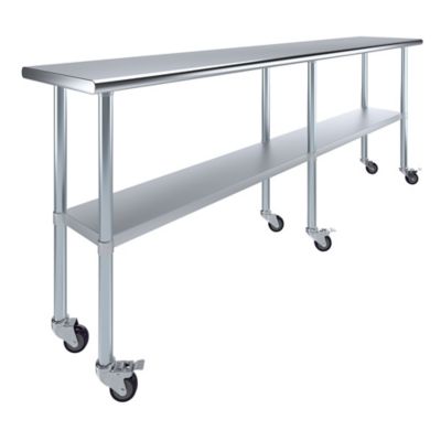 AmGood 18 x 84in. Metal Table with Wheels