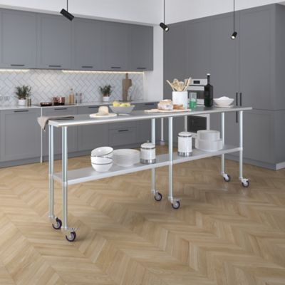 Image showing  18 x 84in. Metal Table with Wheels