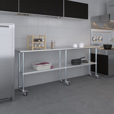 Image showing  18 x 84in. Metal Table with Wheels