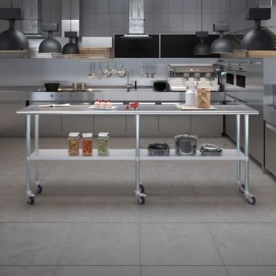 Image showing  18 x 96in. Metal Table with Wheels