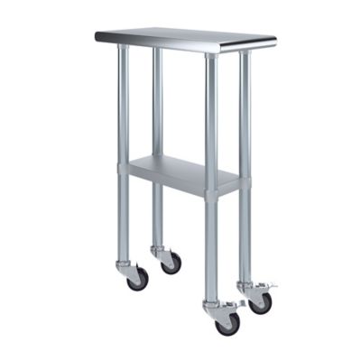 AmGood 24 x 12in. Metal Table with Wheels