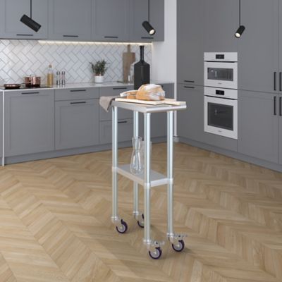 Image showing  24 x 12in. Metal Table with Wheels