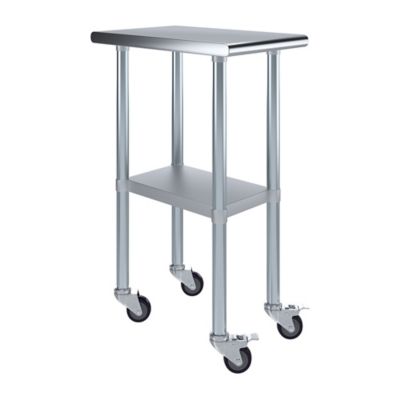 AmGood 24 x 15in. Metal Table with Wheels