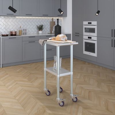 Image showing  24 x 15in. Metal Table with Wheels