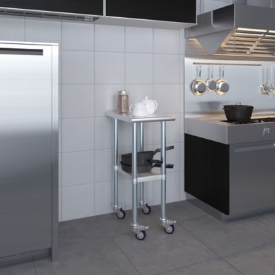 Image showing  24 x 15in. Metal Table with Wheels