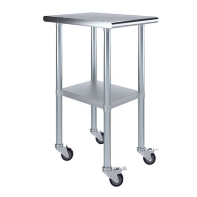AmGood 24 x 18in. Metal Table with Wheels