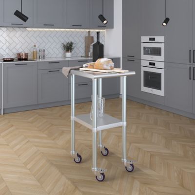Image showing  24 x 18in. Metal Table with Wheels