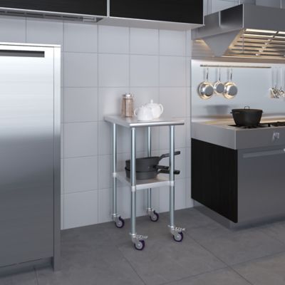 Image showing  24 x 18in. Metal Table with Wheels