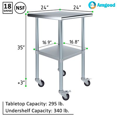 Image showing  24 x 24in. Metal Table with Wheels